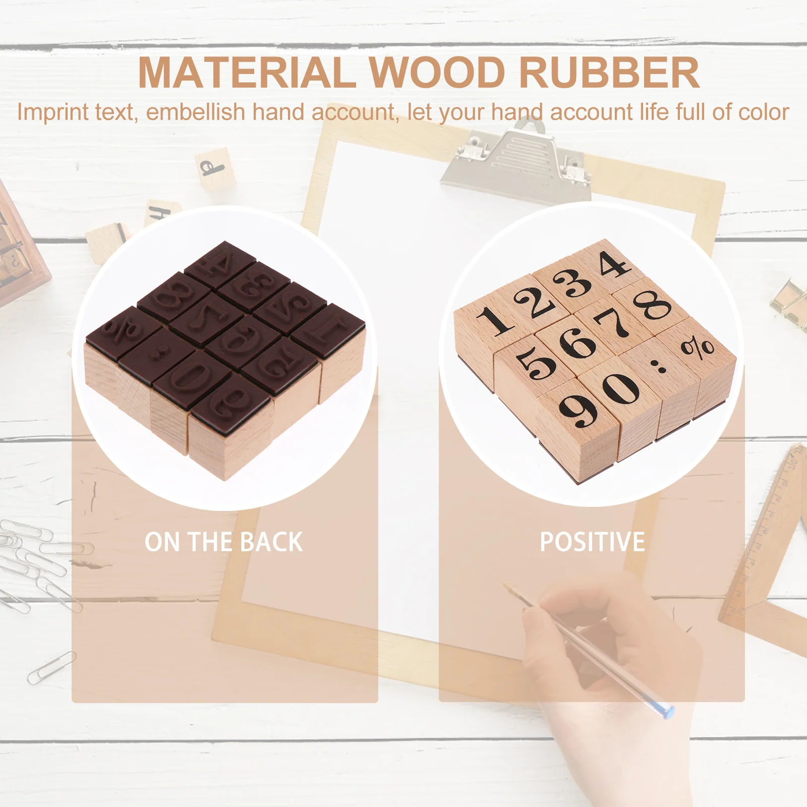 Wooden Stamp Set DIY Scrapbook Seal Arabic Numerals Stamps Crafts Basketball Rubber Office