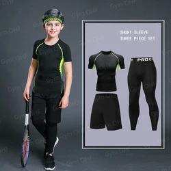 Maglietta a compressione per bambini maglietta e pantaloncini per allenamento sportivo per ragazzi abbigliamento per ginnastica per bambini allenamento di calcio per bambini nel 2022 nuovo