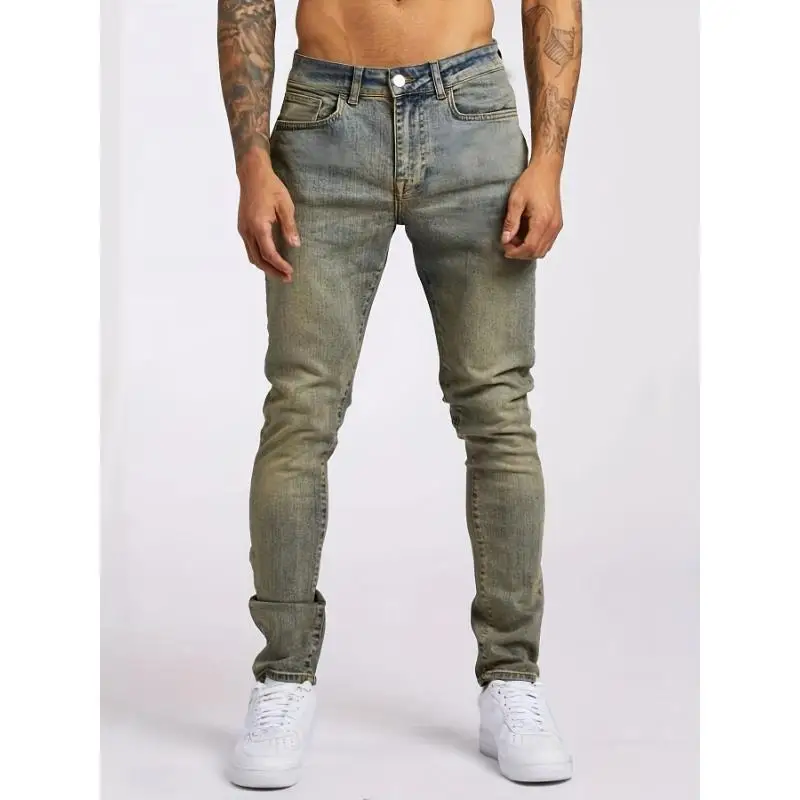 Slim Fit Vintage Jeans High Stretch Distressed Casual Low Waist Neutral Zipper Not Deformable Summer 2025 Style Other Fabric