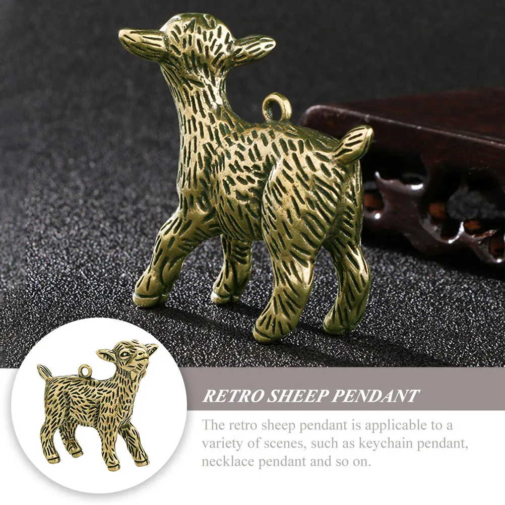 

Retro Brass Sheep Keychain Pendant Charm Vintage Diy Metal Ornament For Bag Jewelry Hanging Decorative Household Craft