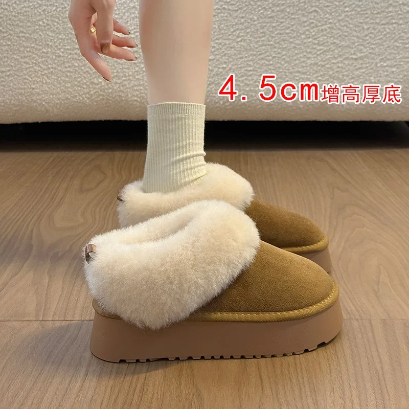 Botas de nieve de invierno para mujer, zapatos cálidos de algodón con forro polar grueso, suela de goma antideslizante, botines cómodos para días nevados, 2026