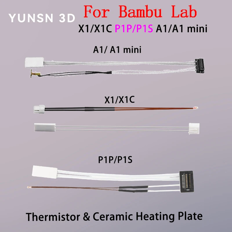 For Bambu Lab A1/A1mini X1/X1C P1P/P1S Thermistor&Ceramic Heating Plate For 3D Printer Hotend Heater Cartridge 24V 48W NTC 100K