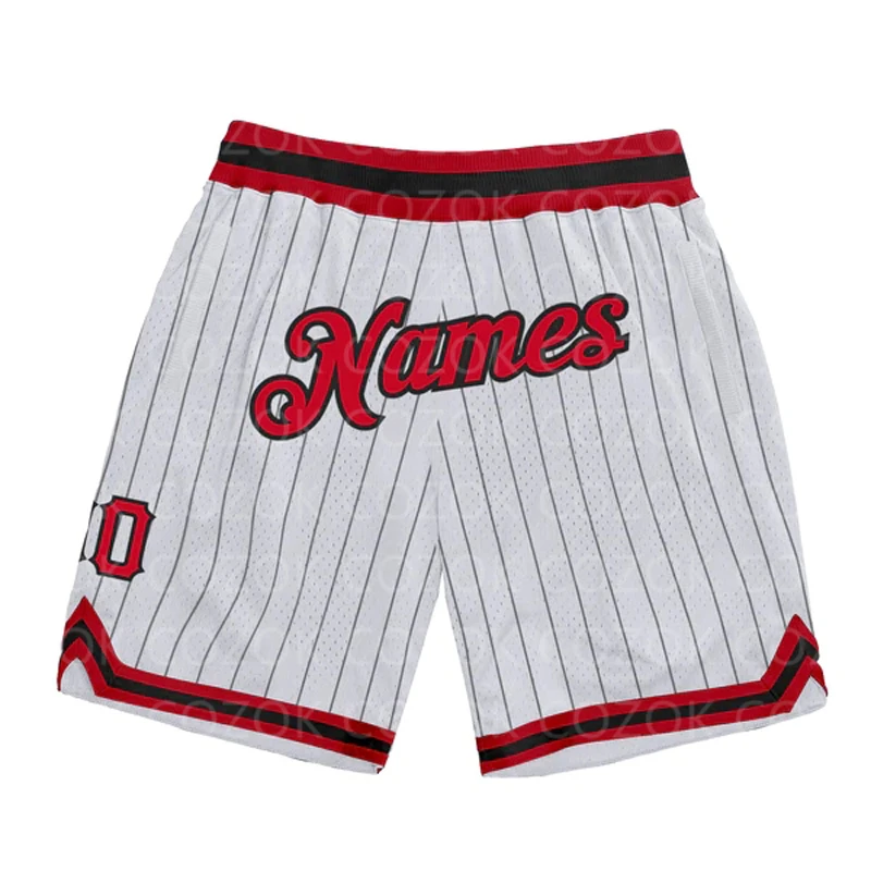 Custom White line Authentic Basketball Shorts 3D Printed Men Shorts Name Mumber Quick Drying Beach Shorts