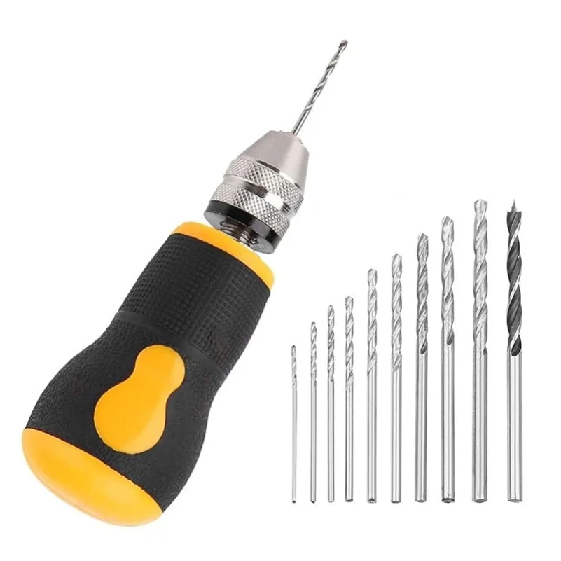 

ABYN-Manual Drill Mini Hand Drill Tool Portable Tool Set Small Hand Drill, Woodworking Hand Drill For Model Jewelry