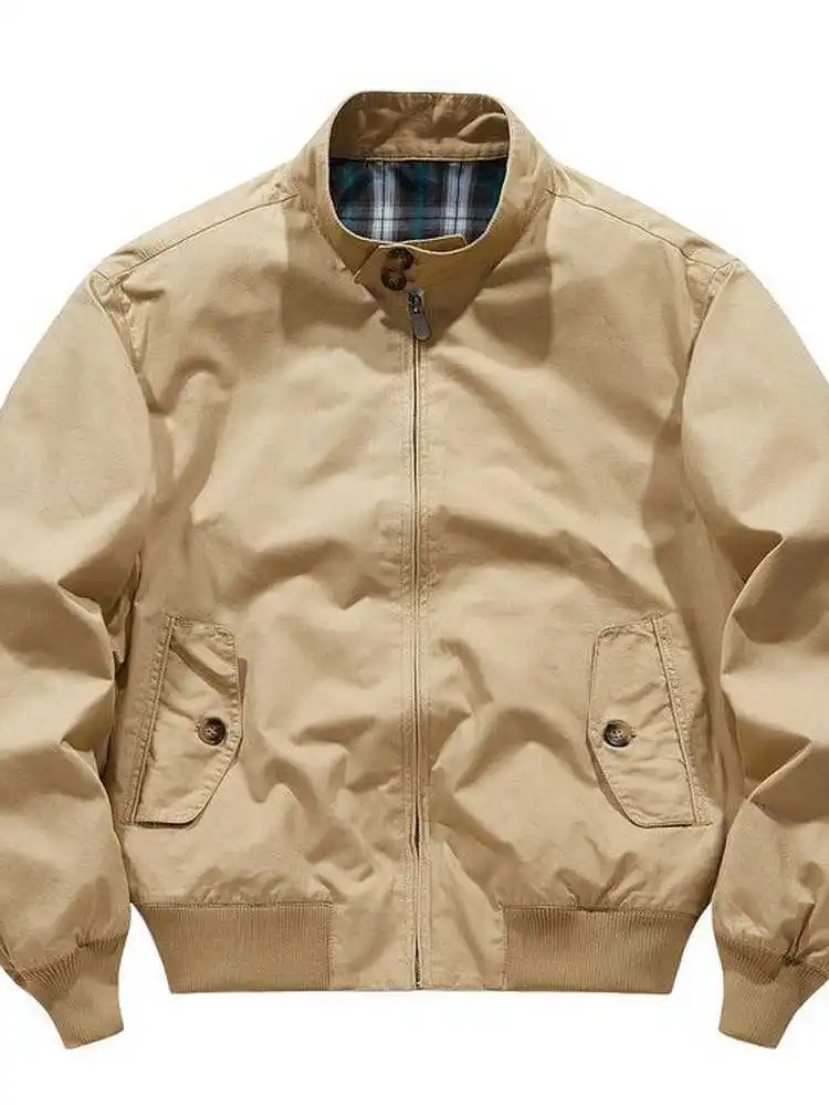 

Мужская повседневная куртка из чистого хлопка в американском стиле, ретро-рабочая одежда с воротником-стойкой, осенняя новинка, модная верхняя одежда
