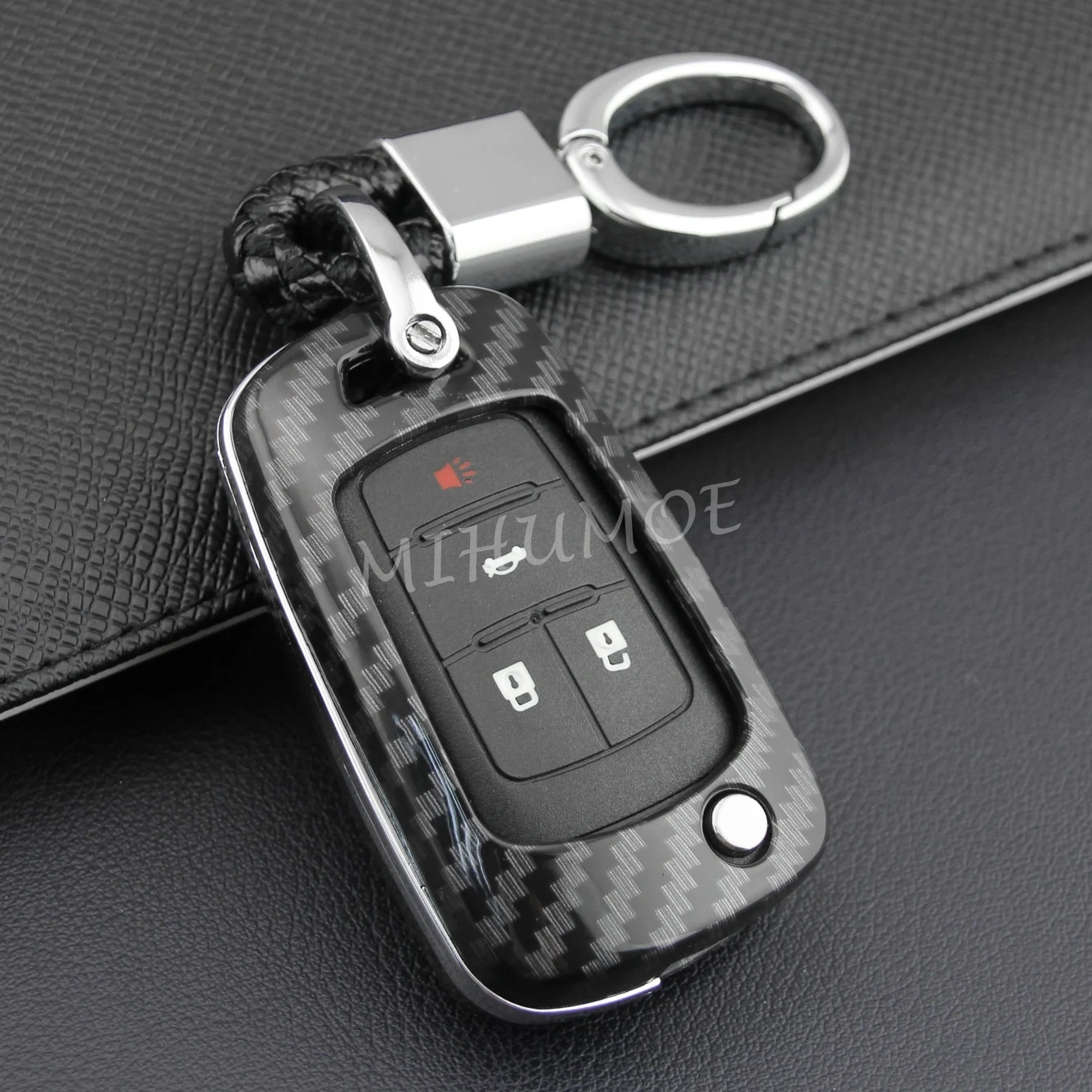 

Carbon Fiber Car Flip Key Fob Chain Case Cover Shell For Chevrolet Cruze Malibu Camaro Impala Equinox Trax Buick Regal LaCrosse