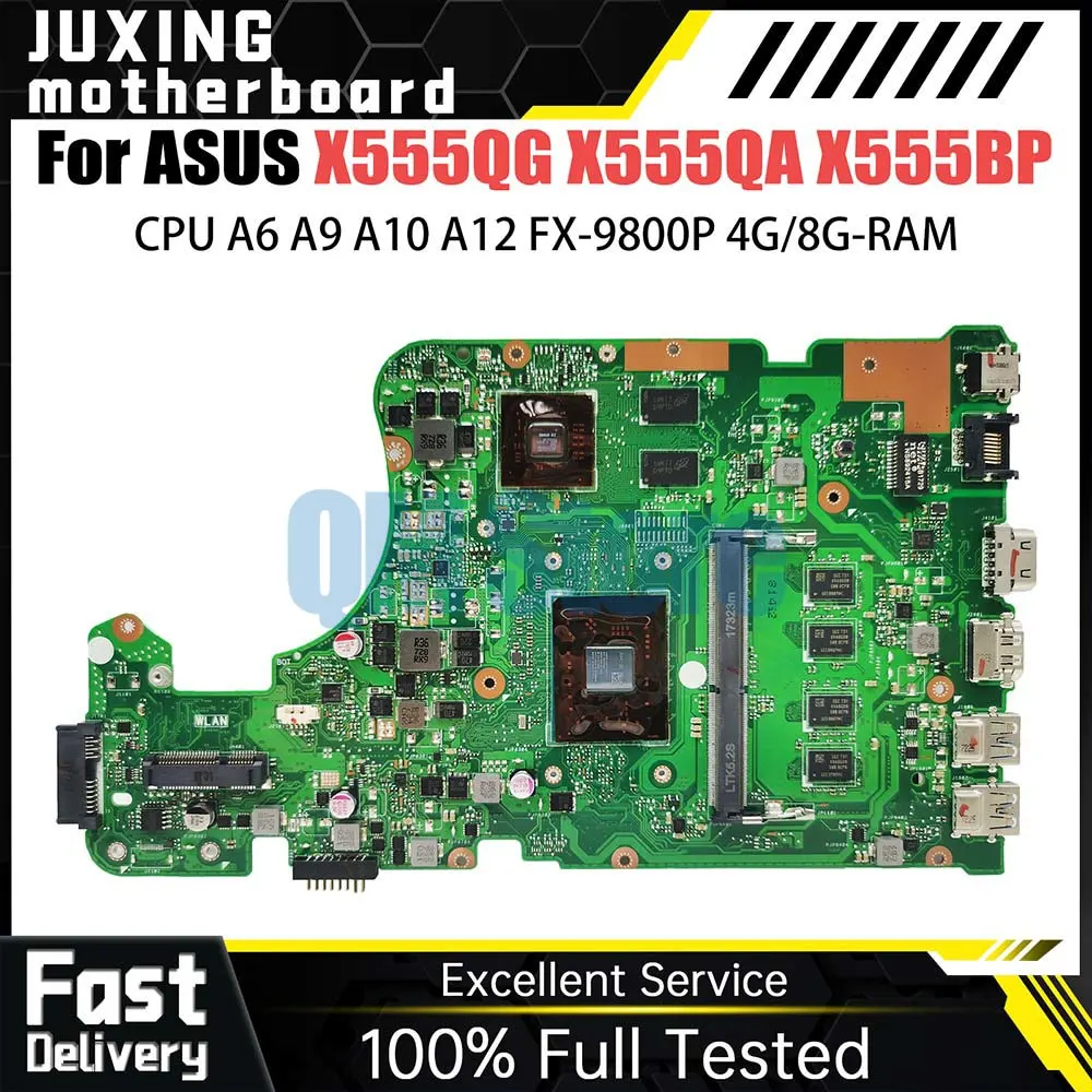 X555QG Laptop Motherboard For ASUS X555Q X555B X555BP Mainboard with A10-9620P CPU 8G RAM Fully test