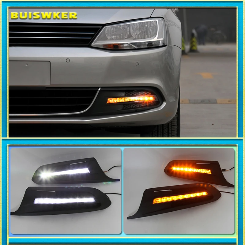 

1 Set 12v LED For Volkswagen VW Jetta Sagitar 2012 2013 2014 DRL Daytime Running Lights Daylight ABS Fog Lamp Cover