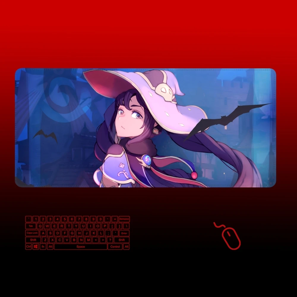 Mona Genshin Impact Mouse Pad Gamer Large Rubber Art Gaming Mouse Pad Locking Edge Big trend Computer Mousepad Laptop Desk Mat