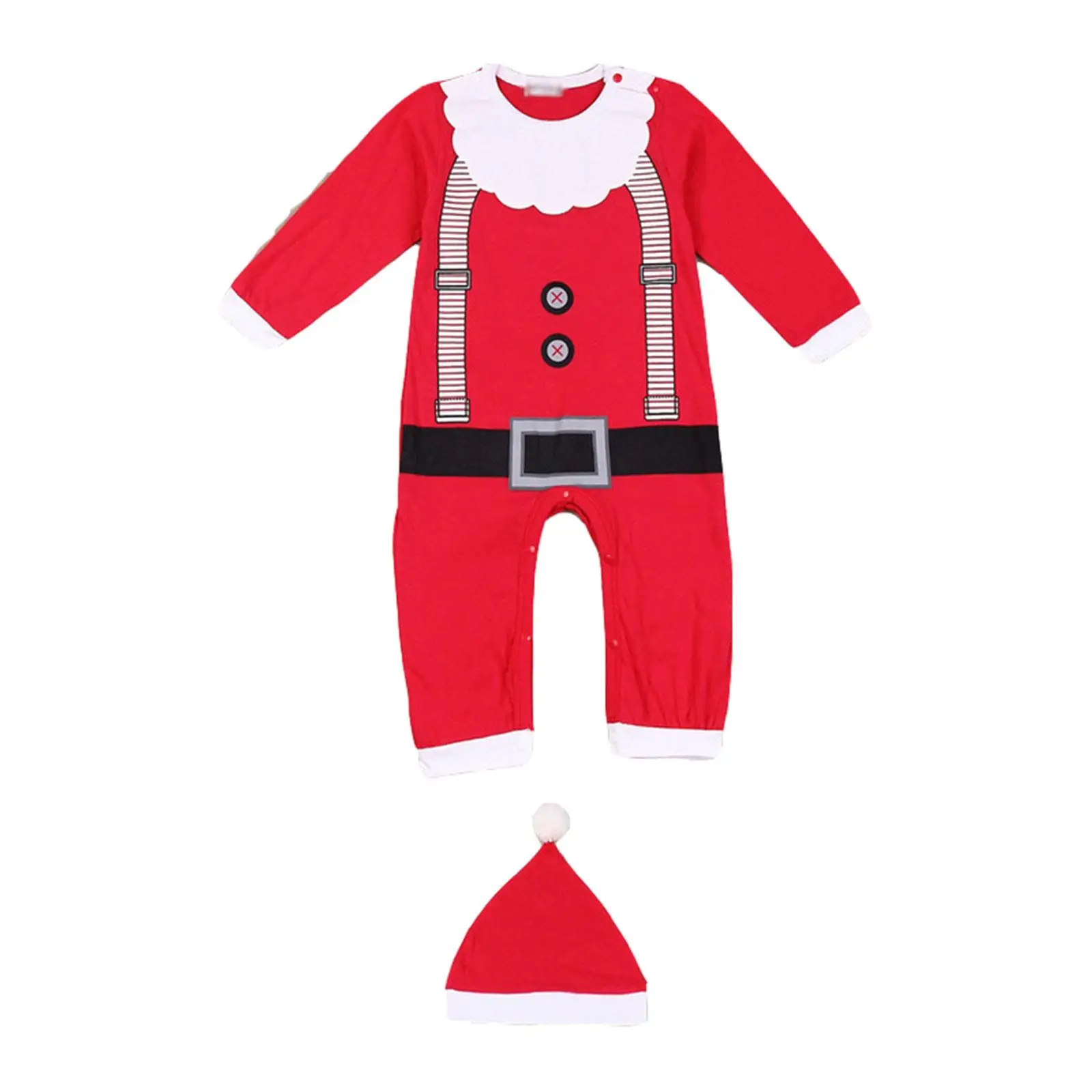 Baby Romper Set Christmas Outfit for Newborn Boy Girl Long Sleeve Cotton Jumpsuit with Hat Cute Santa Suit Winter Clothes