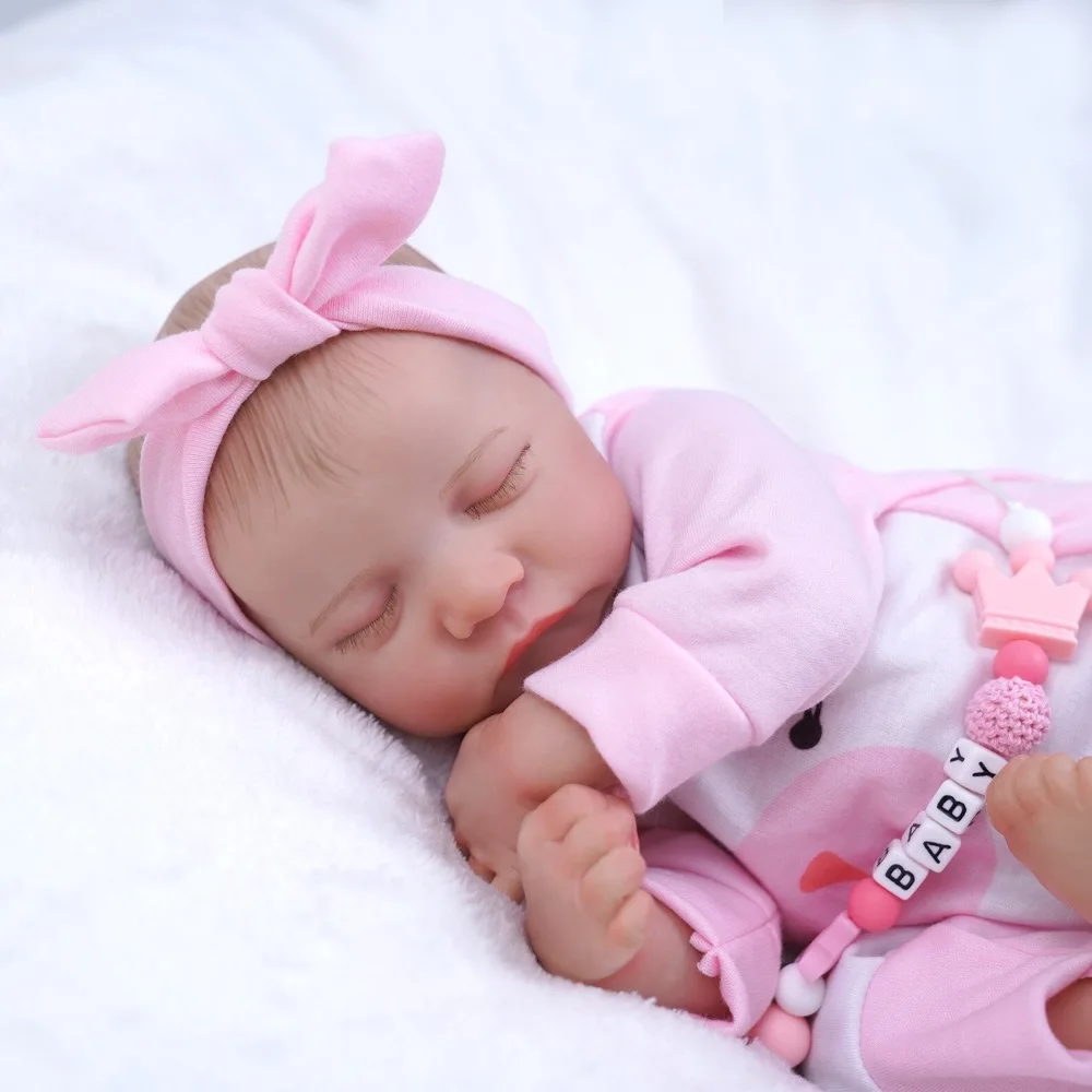 

17 inch Lifelike Reborn Baby Doll Levi Sleeping Full Vinyl Girl Newborn Baby Size 3D Skin Visible Veins Collectible Art Doll