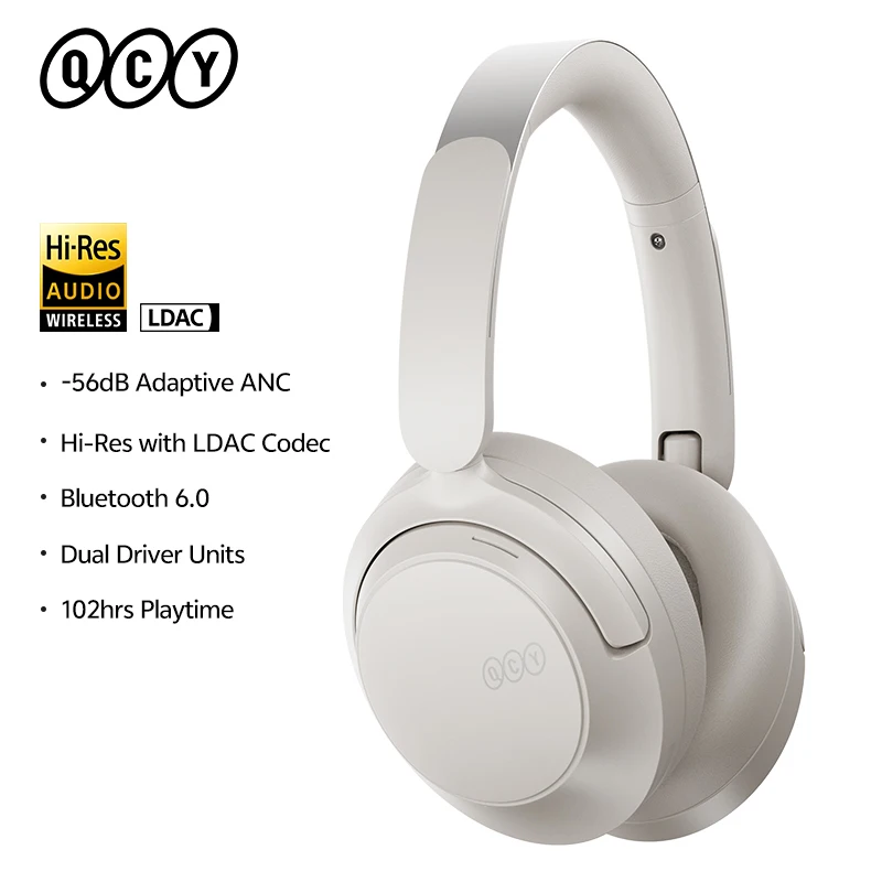 QCY H3S ANC over-ear hoofdtelefoon -56dB ruisonderdrukkende headsets Bluetooth 6.0 Hi-Res LDAC ruimtelijk geluid oortelefoon Dual Driver
