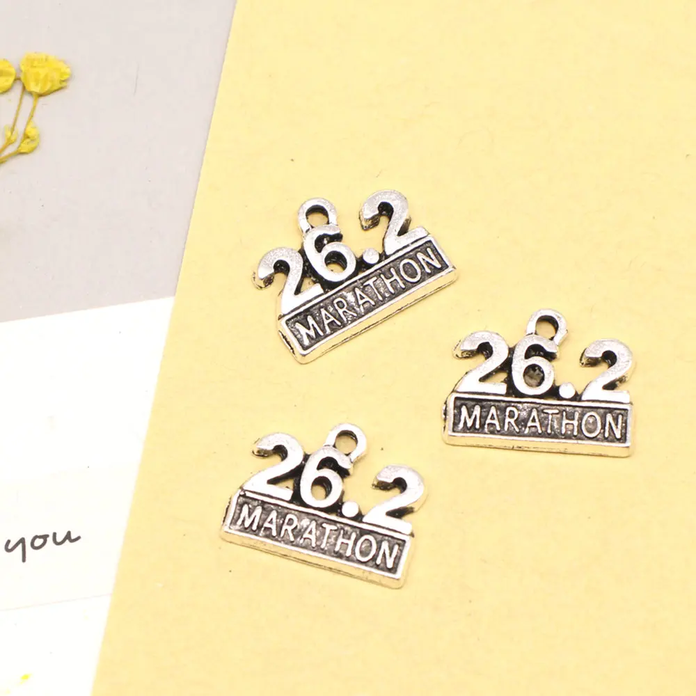 26.2 Marathon Charms Jewellery Making Pendants Accessori For Woman Party Jewelry 13x17mm 10pcs Antique Silver Color