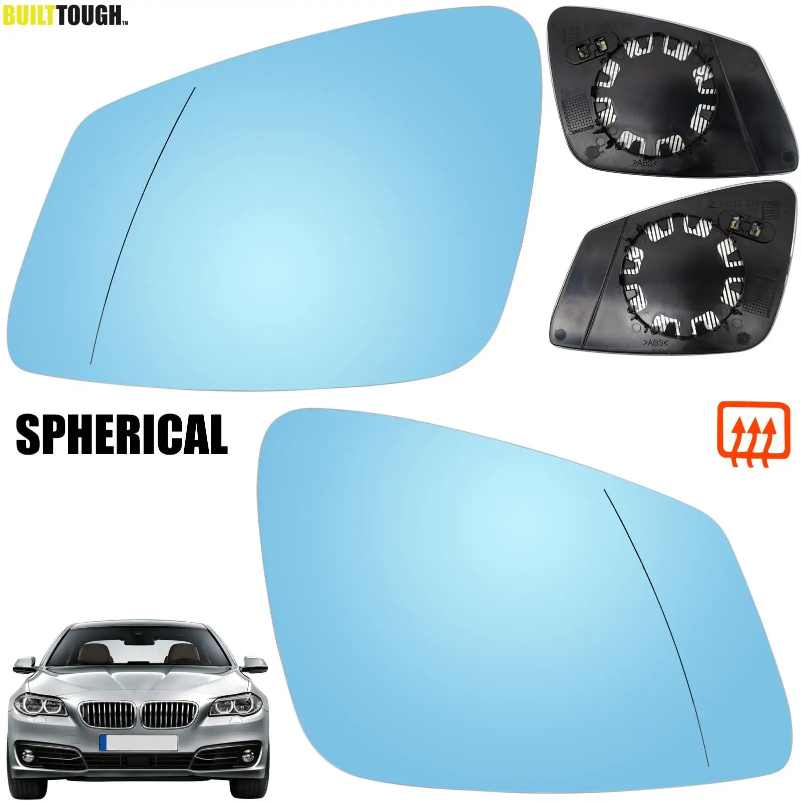 For BMW 1 2 3 4 5 6 7 Series F10 F20 F11 F01 F02 F30 F31 F46 F48 Set Driver Passenger Door Side Wing Mirror Glass Heated Blue