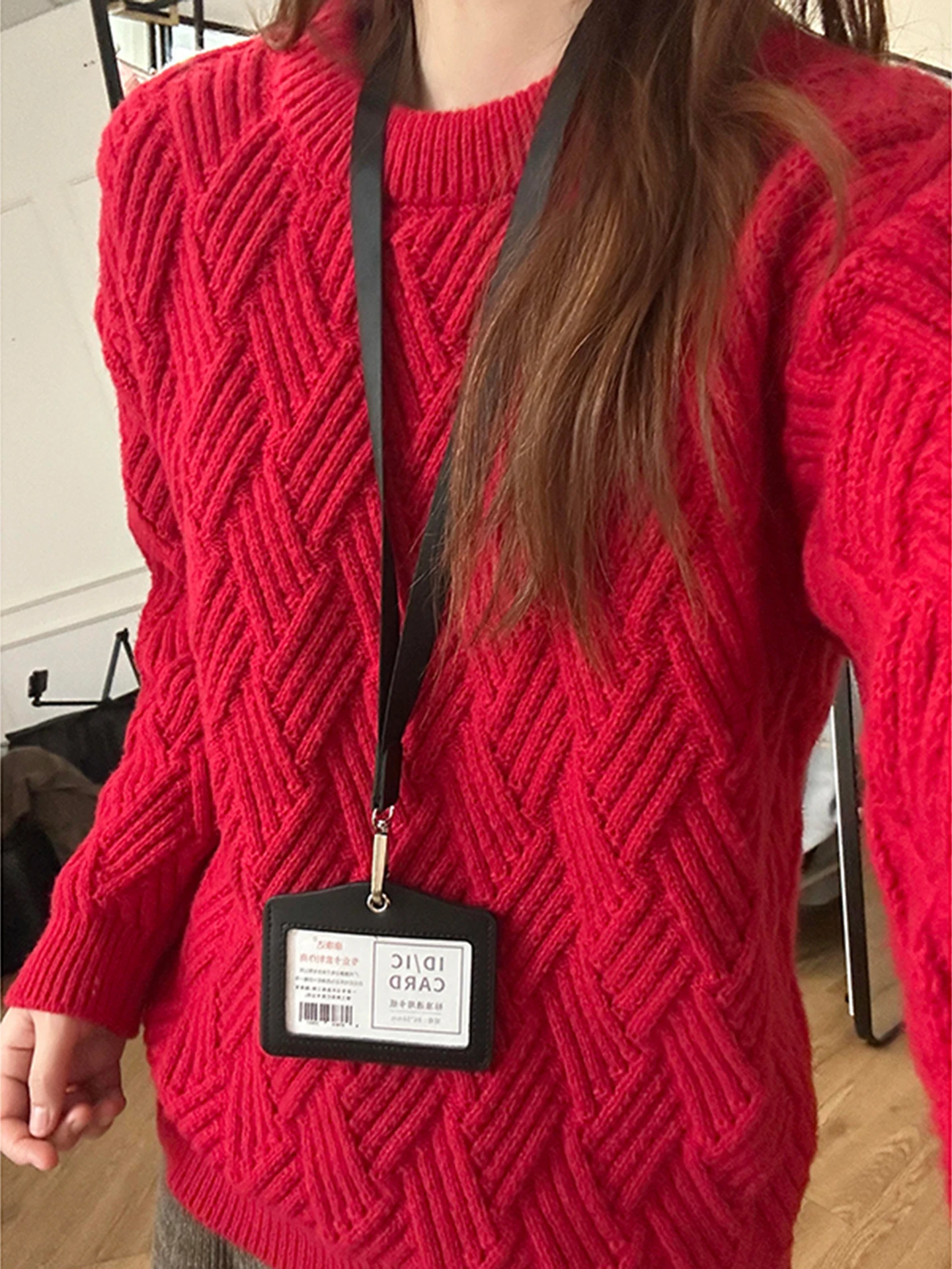 

Мужской трикотаж Luy Year Thiened Round Ne, красный на Новый год, повседневная внутренняя одежда, зимний сезон, полиэфирное волокно