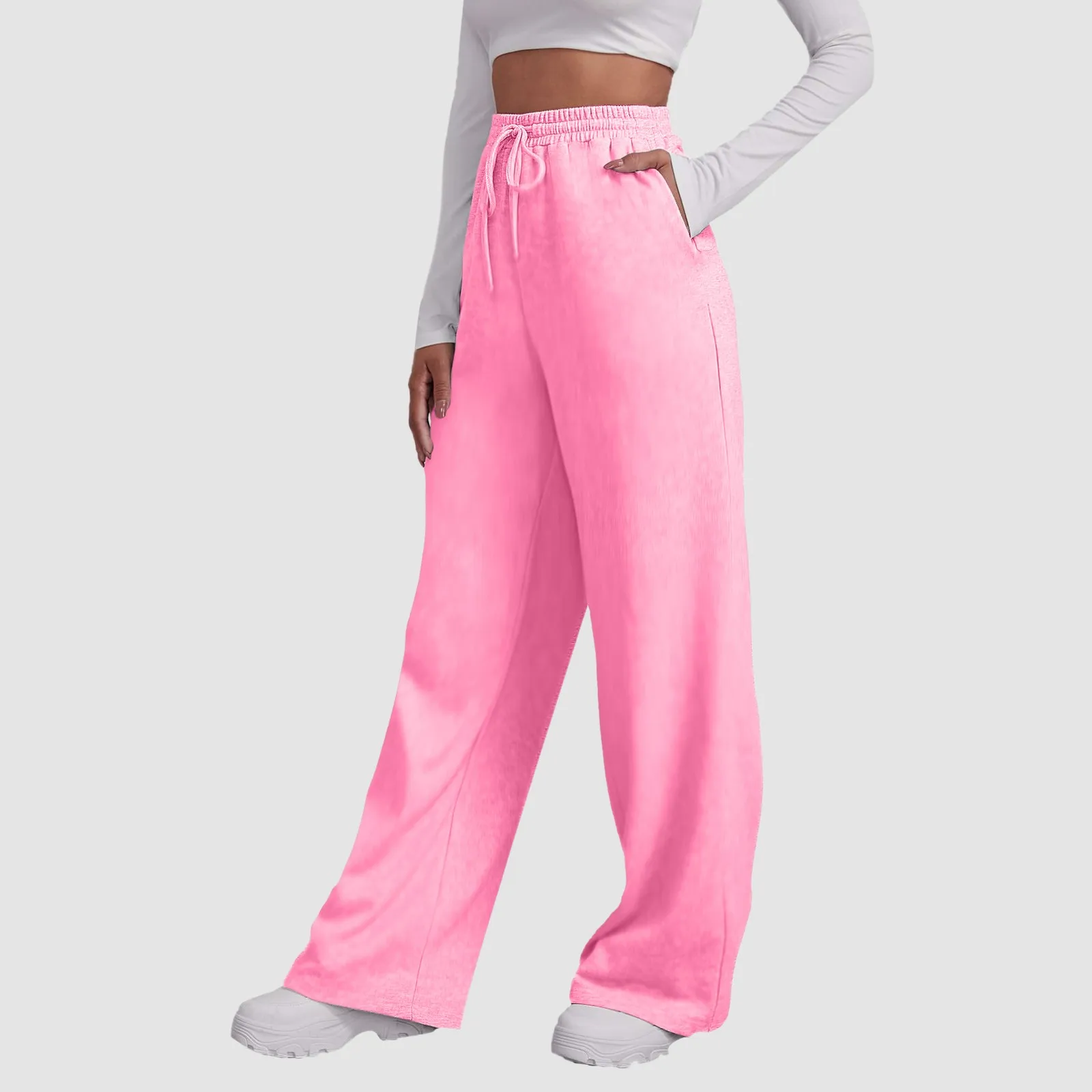 Women’S Fleece Lined Sweatpants Wide Straight Leg Pants Bottom Sweatpants Joggers Pants Workout High Womens Pants Casual Petite