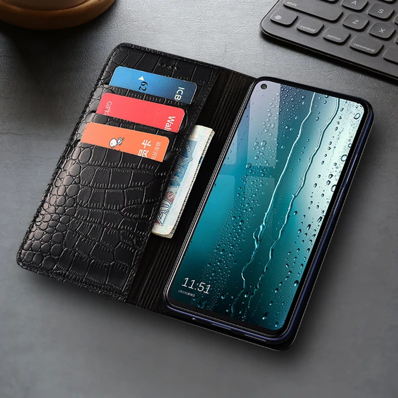 

Crocodile Genuine Leather Flip Case For Infinix Zero 20 30 40 X Pro Neo Ultra 4G 5G 2022 2023 Wallet Cover Cases Scratch Proof