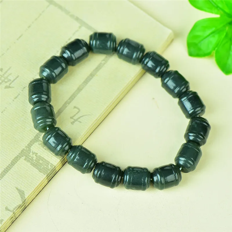 Hetian Sapphire Passepartout Bracelet Men's and Women's Round Bead Jade Bracelet.