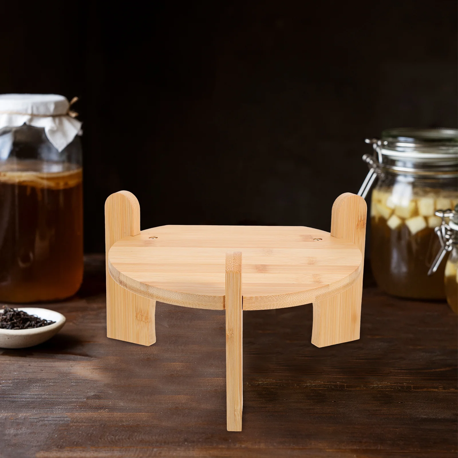 

Bamboo Stand for Glass Beverage Dispenser Non Slip Base Stable Holder for Party Wine Barrel Drink Tea Dispenser Stand