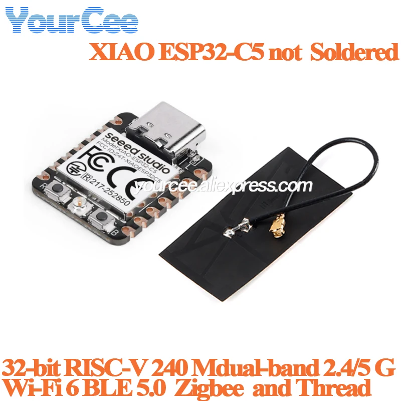 10pcs/1pc Seeed Studio XIAO ESP32C5 Development Board Module 32bit RISC-V 240MHz Clock 2.4/5GHz Wi-Fi 6 BLE 5.0 Zigbee Thread