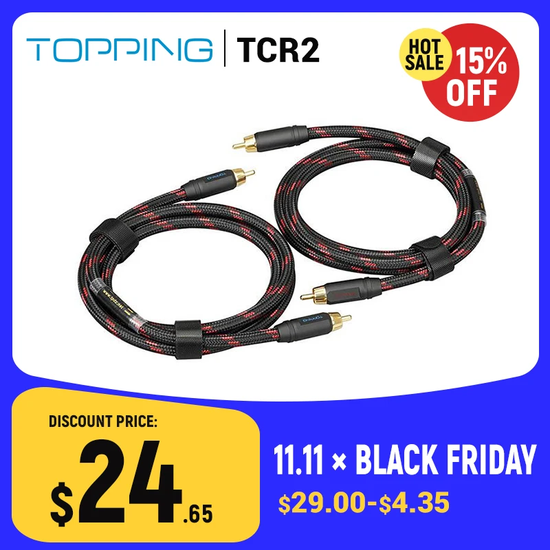 TOPPING TCR2 RCA Cable 6N Single Crystal Copper Gold-Plated RCA Professional Audio Cable