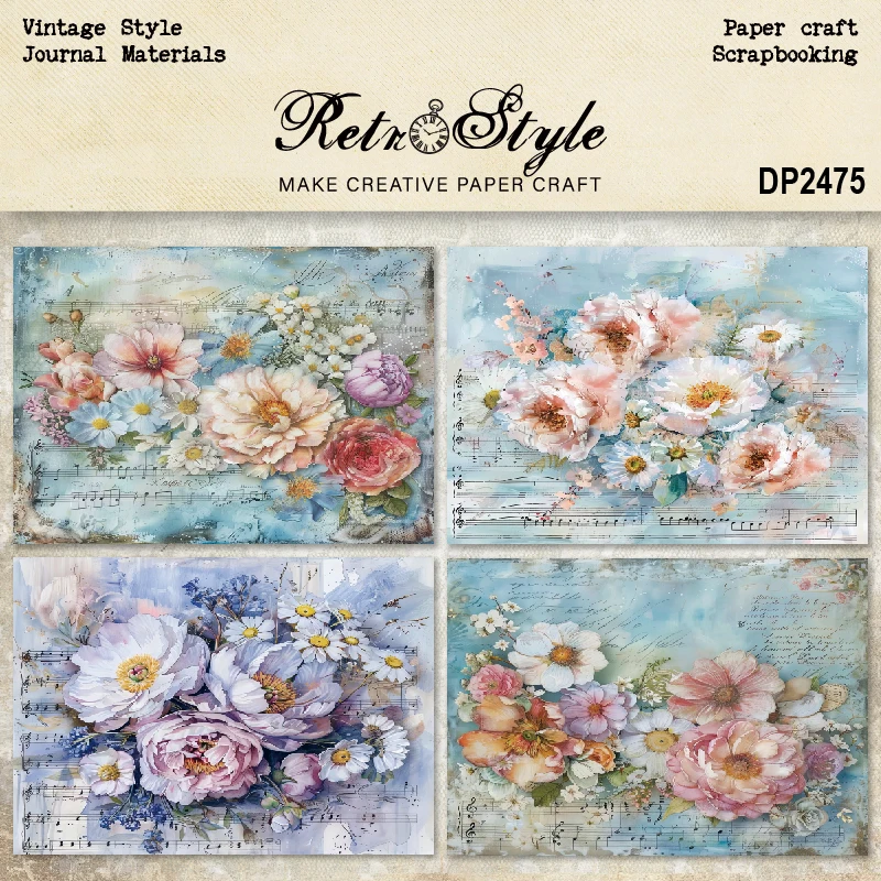 Panalisacraft 8 sheets A5 size Vintage Style Scrapbooking patterned paper Fancy Card Pack Light weight Craft Paper Card