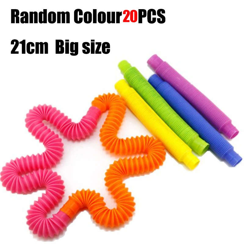 

20PCS Colorful Telescopic Tube Stretching Tube Corrugated Children Adult Stress Relief Toy Educational Folding Toys