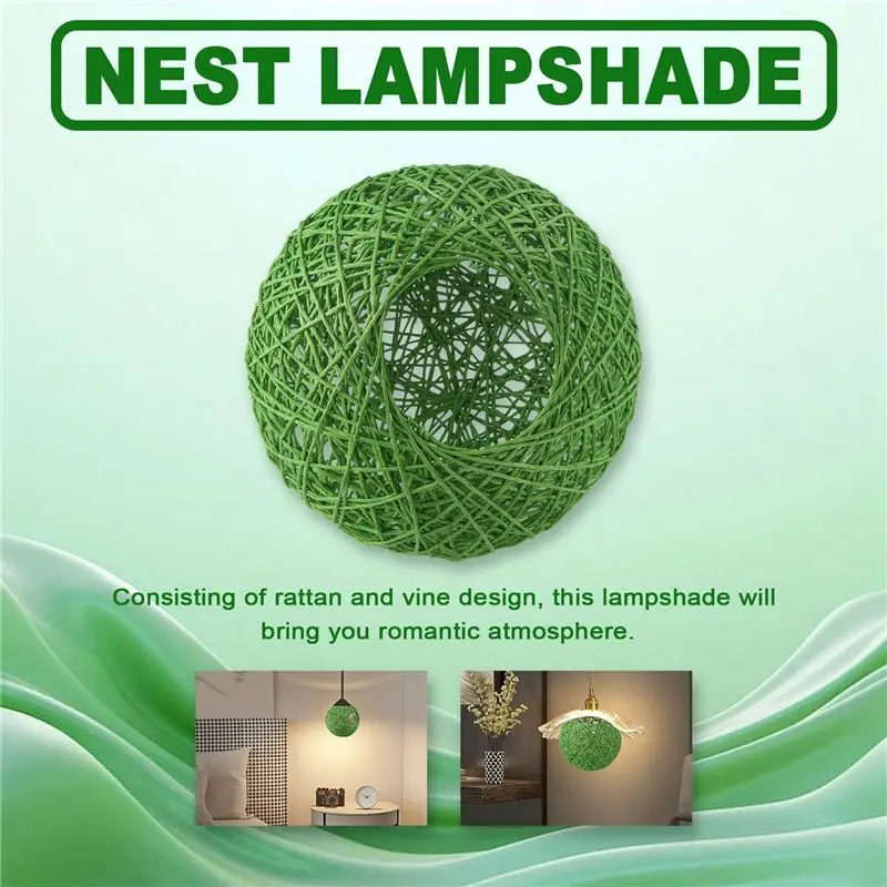 LICE-Bamboo, Rattan And Jute Ball Chandelier Individual Creativity Spherical Rattan Nest Lampshade