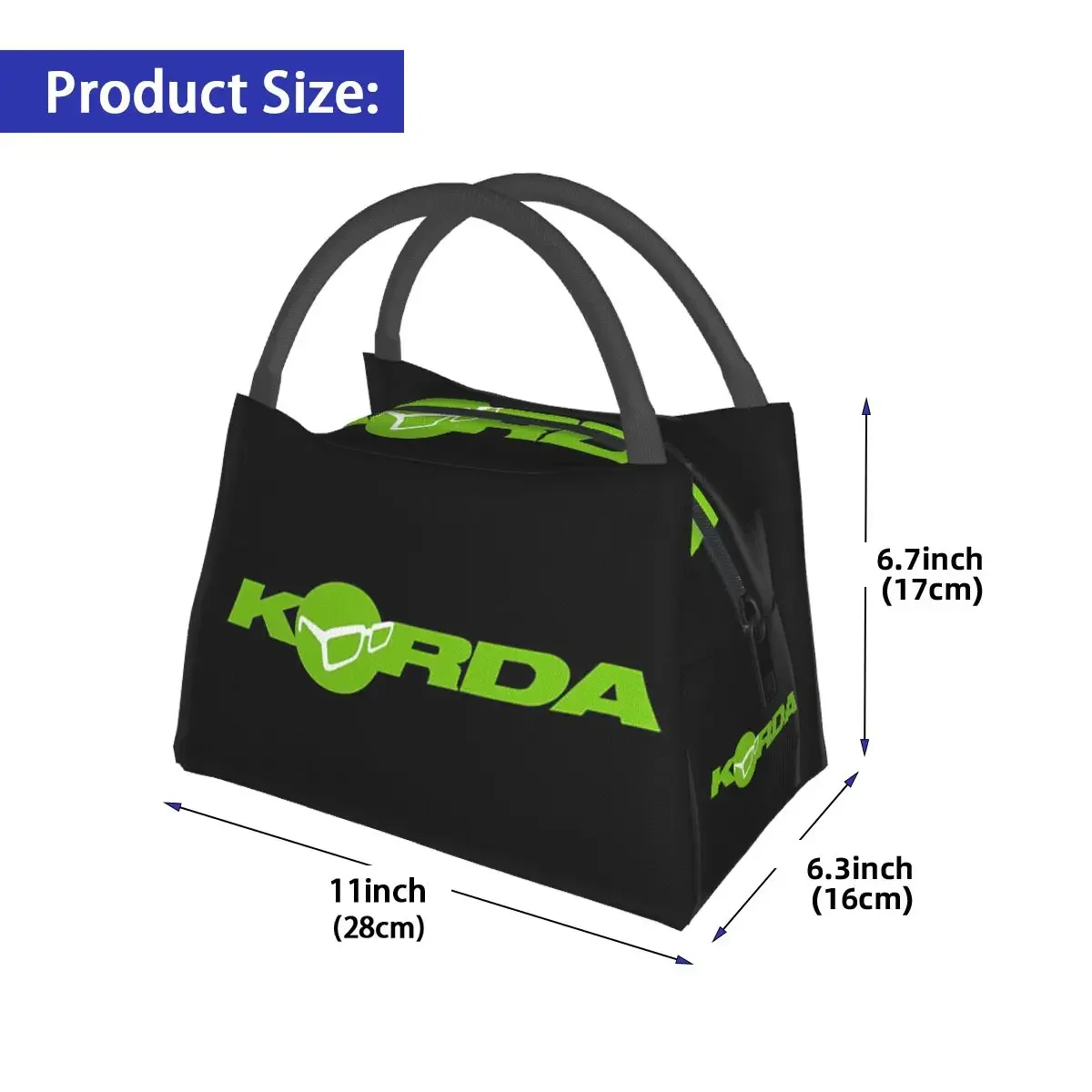 Korda Fishing Logo Lunch Bags Insulated Bento Box Resuable Lunch Tote Picnic Bags Cooler Thermal Bag for Woman Kids Travel