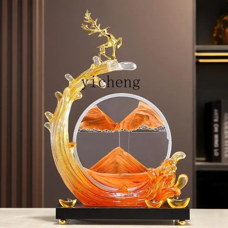 L7-14 Fengsheng Shui Quicksand Painting Ornament Light Luxury High-end Living Room Home TV Cabinet Ornament