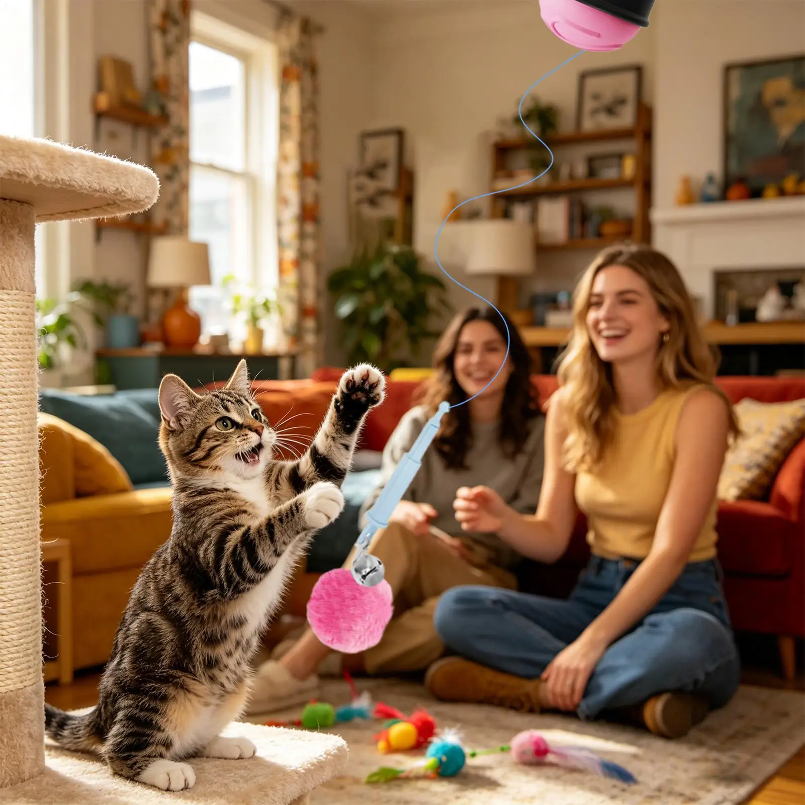 Electric Cat Teaser Teasing Wand with Ice Cream Design Interactive Toys for Indoor Cats for Indoor Kitten Play Boredom Exercise