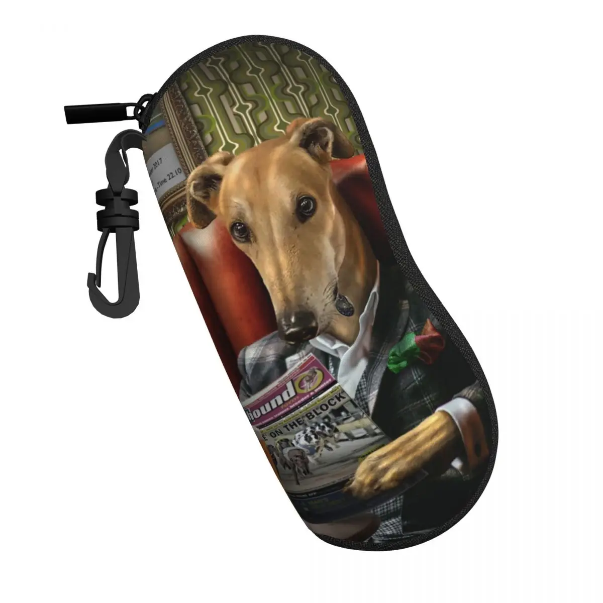 Custom Greyhound Dog Portrait Eyeglass Glasses Case Women Men Soft Whippet Sighthound Lover Sunglasses Protective Pouch