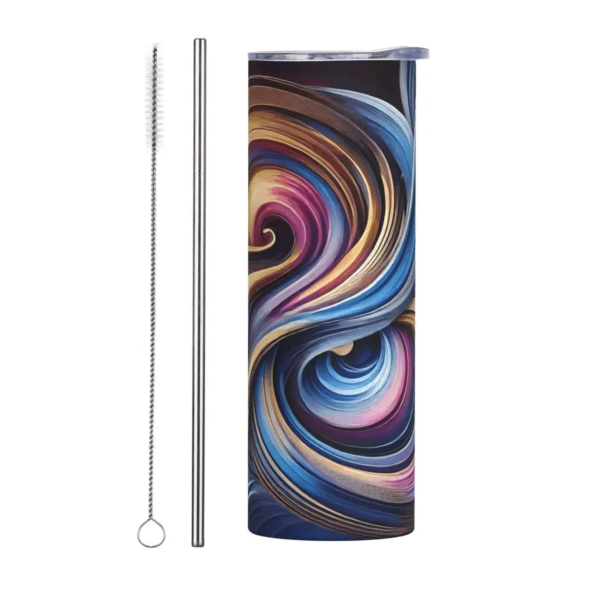 Fluid Harmony Stainless Steel Tumbler Vacuum Insulated Mugs Thermal Cold Cups Straw With Lid 20oz