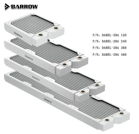 

Barrow Radiator Dabel-28a 240 360 28mm Thick Copper G1/4" Thread White 240MM 360MM Computer Radiator Water Cooling For 12cm Fan