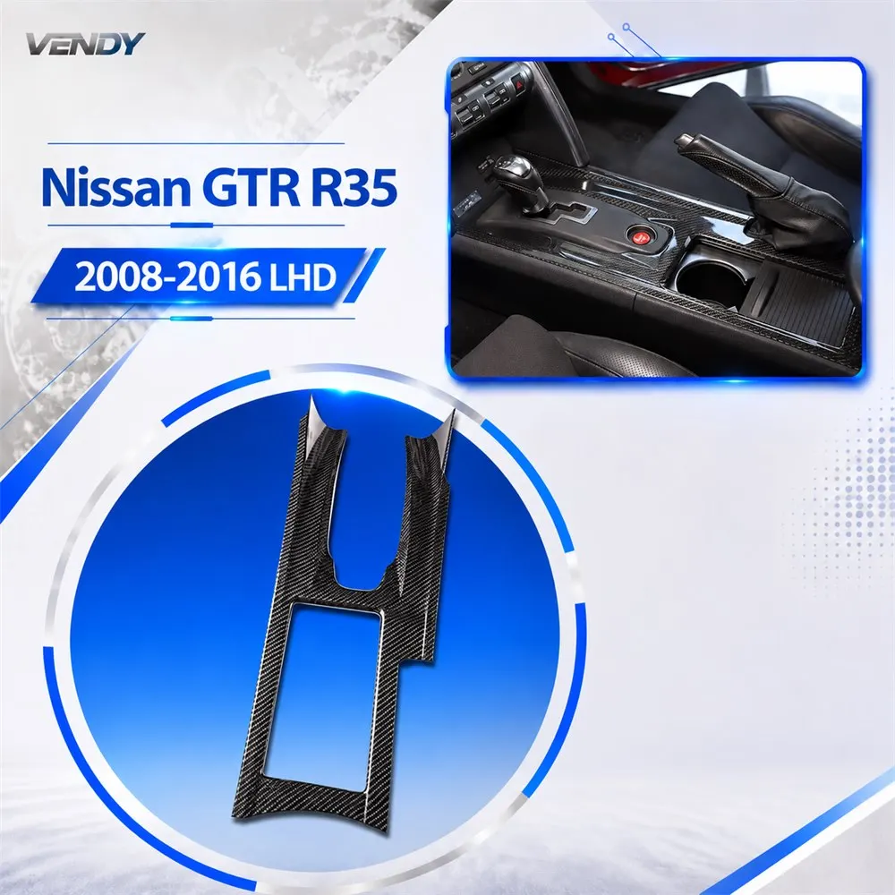 Real Carbon Fiber For Nissan GTR R35 2008-2016 LHD Gear Shift Position Panel Sticker RHD Cover Trim Modified Parts Accessories
