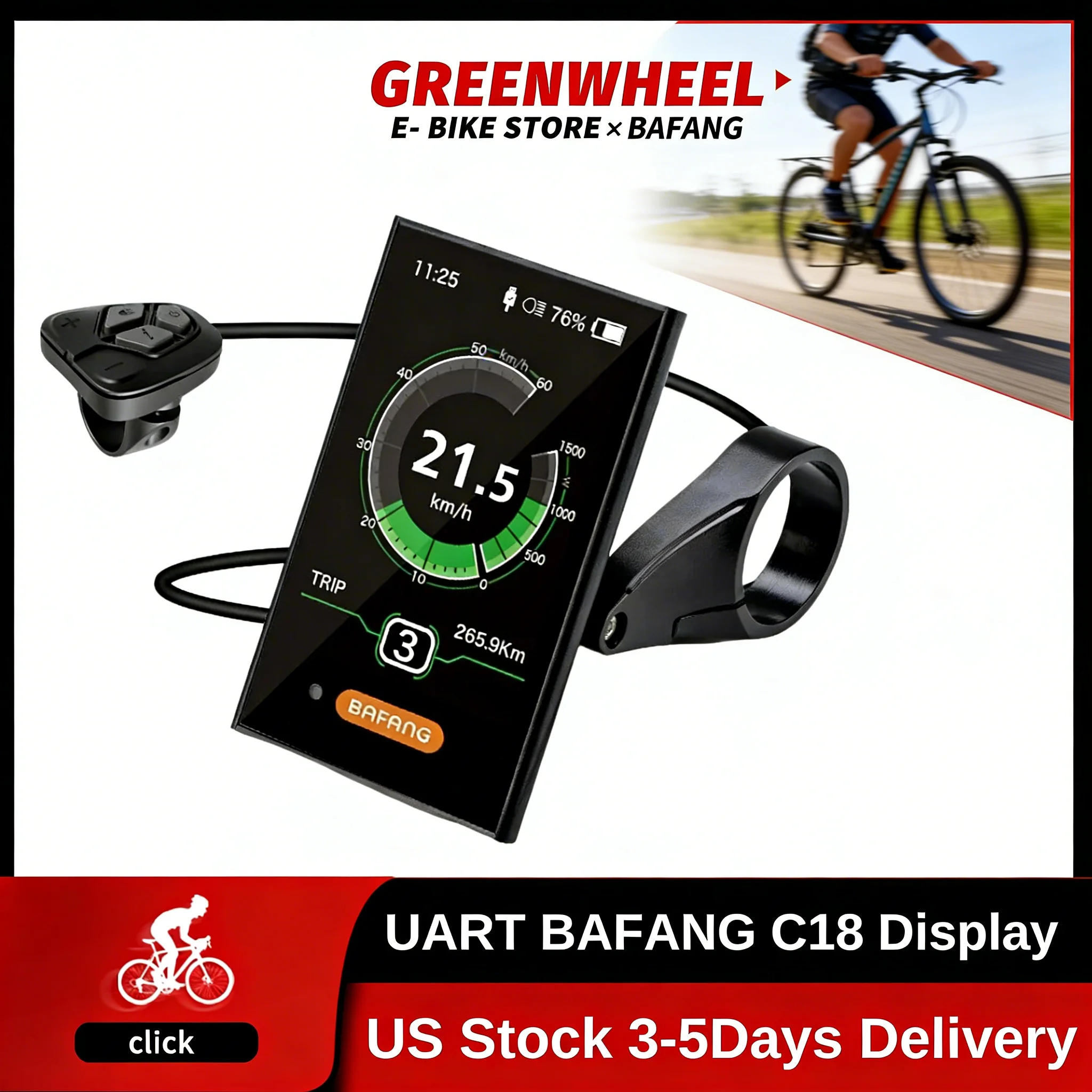 

Дисплей BAFANG LCD DPC18 с протоколом UART, только для среднемоторных систем Bafang BBS01B, BBS02B, BBSHD, M620, G510, M400, G330, 36В, 48В, 52В, с круглым разъемом.