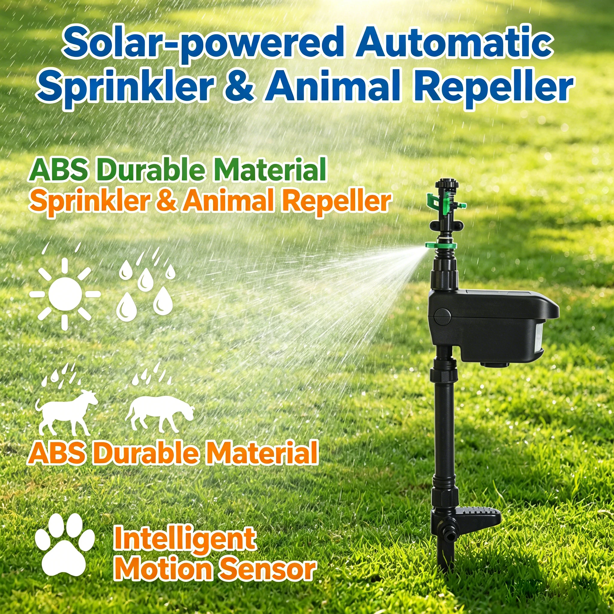 

Automatic Solar Irrigation Sprinkler With Motion Sensor For Garden Protection Repel Unwanted Animals With Water Jet Durable ABS