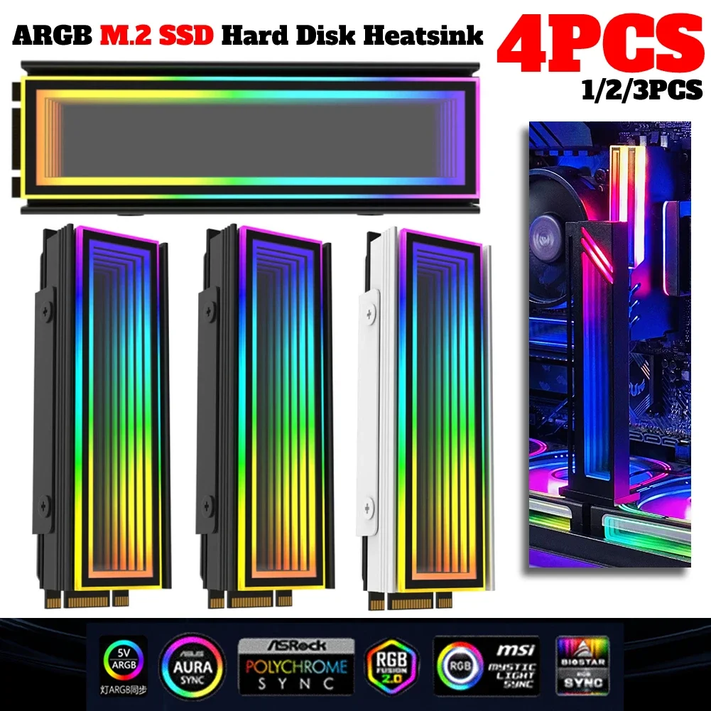 

1/4PCS 5V 3Pin ARGB Sync Computer 2280 M2 SSD Radiator M.2 Solid State Drive Radiator Nvme Cooler Heatsink Endless Abyss Effect