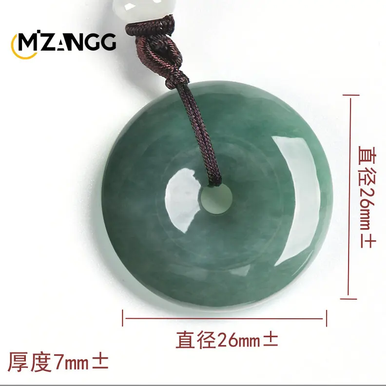 Natural A Good Jadeite Oil Green Peace Buckle Pendant Ice Kind Jade Necklace Men and Women's Style Advanced Jewelry Lucky Amulet