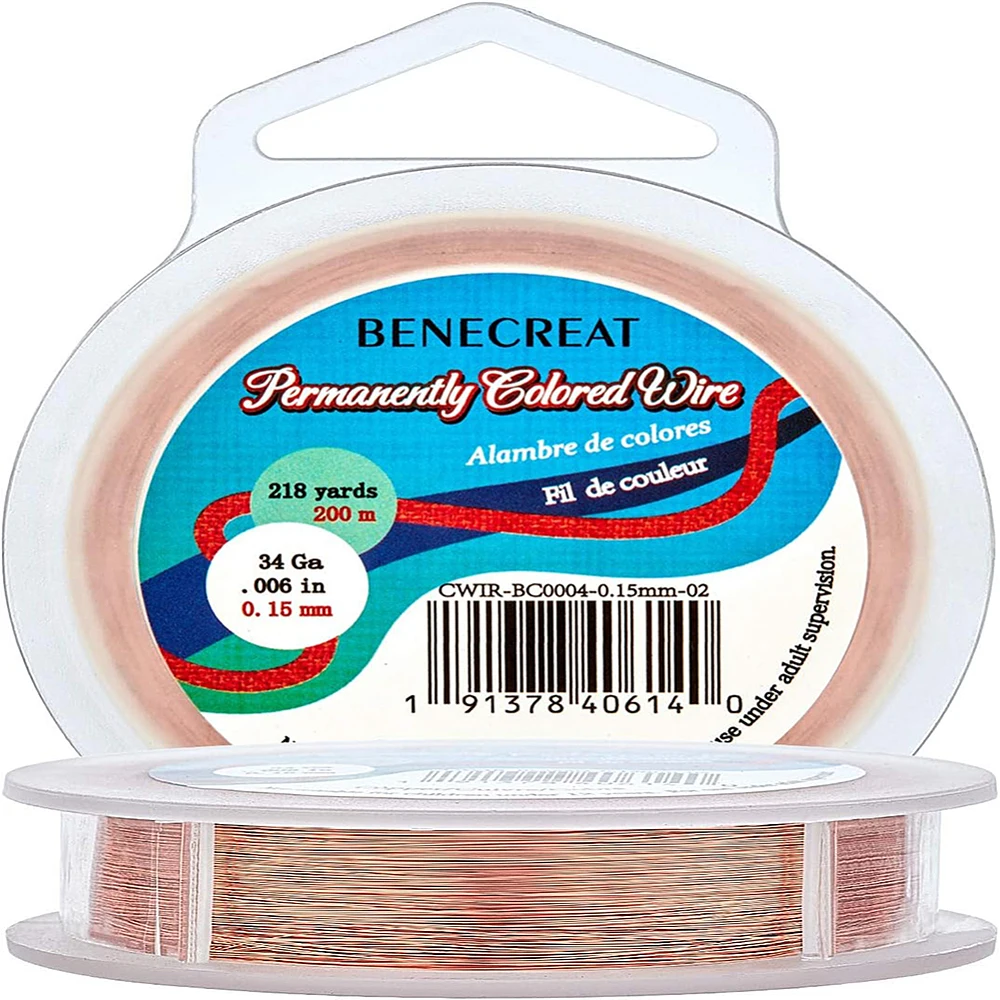 

1roll Round Copper Wire for Jewelry Making Red Copper 0.15mm 656.16 Feet(200m)/roll