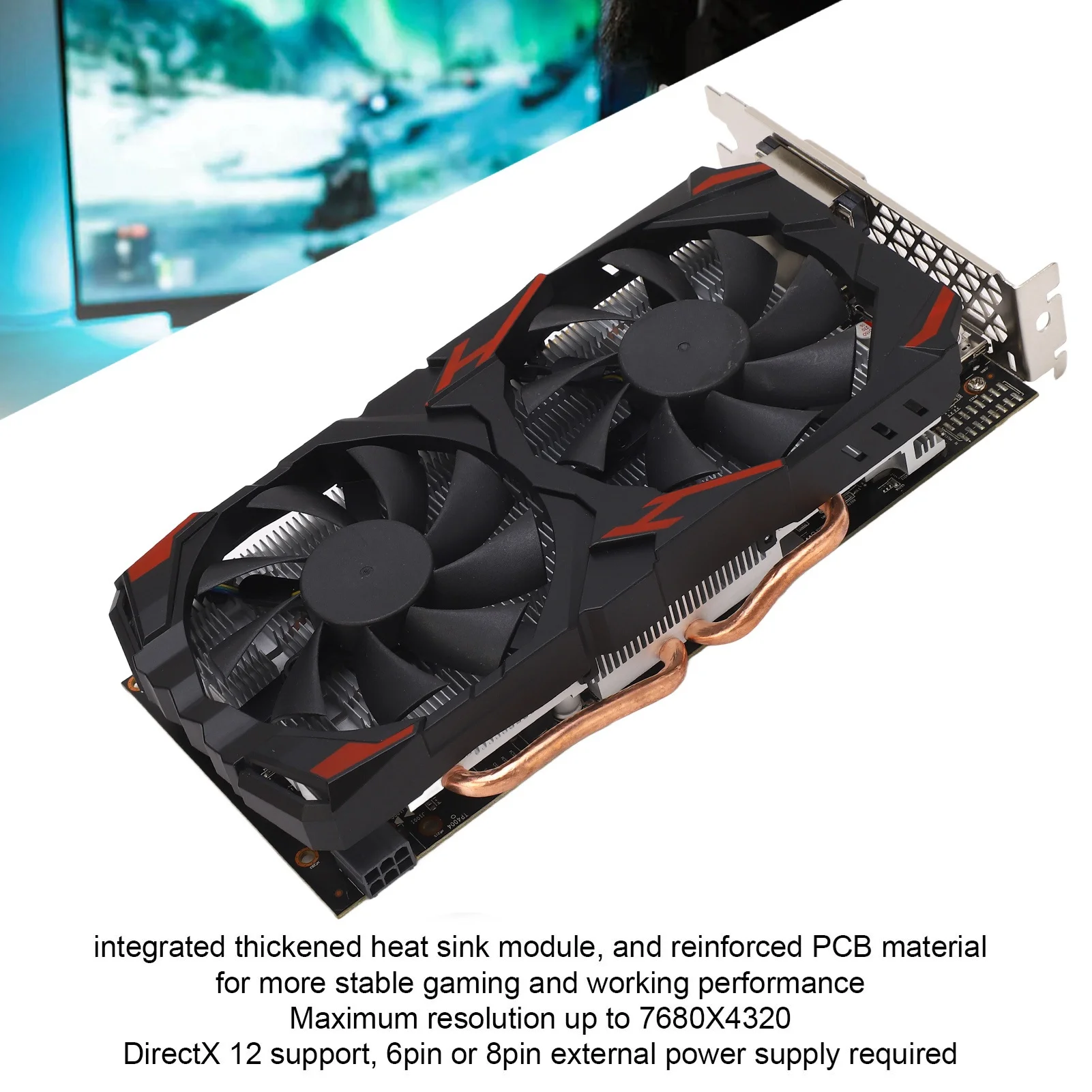 Graphics Card   8GB 256BIT Computer Gaming Graphics Cards Quiet Plug and Play Graphics Card with Dual Fans for Desktop PCs