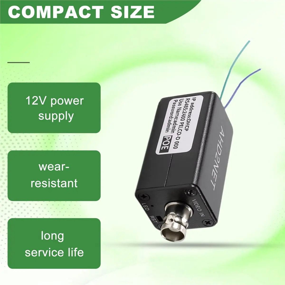Nices CVBS/TVI/AHD/CVI to IP Camera Converter 1080P Full HD, RS485, RJ45, POE Power, for NVR Analog Surveillance Upgrade