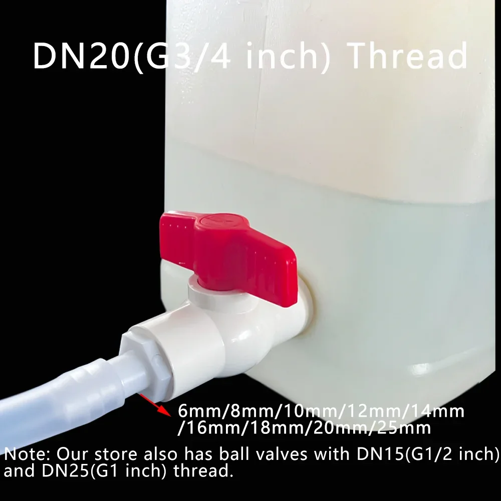 1Pc Water Tank Valve Drain Switch Hose Connector Flow Regulation G3/4 inch DN20 Thread Plastic Garden Irrigation Poultry Farming