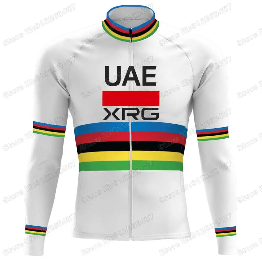2025 فريق الإمارات العربية المتحدة الدراجات جيرسي طويلة الأكمام بطل العالم Tadej Pogaari ملابس ركوب الدراجات الرجال الطريق دراجة قميص دراجة القمم