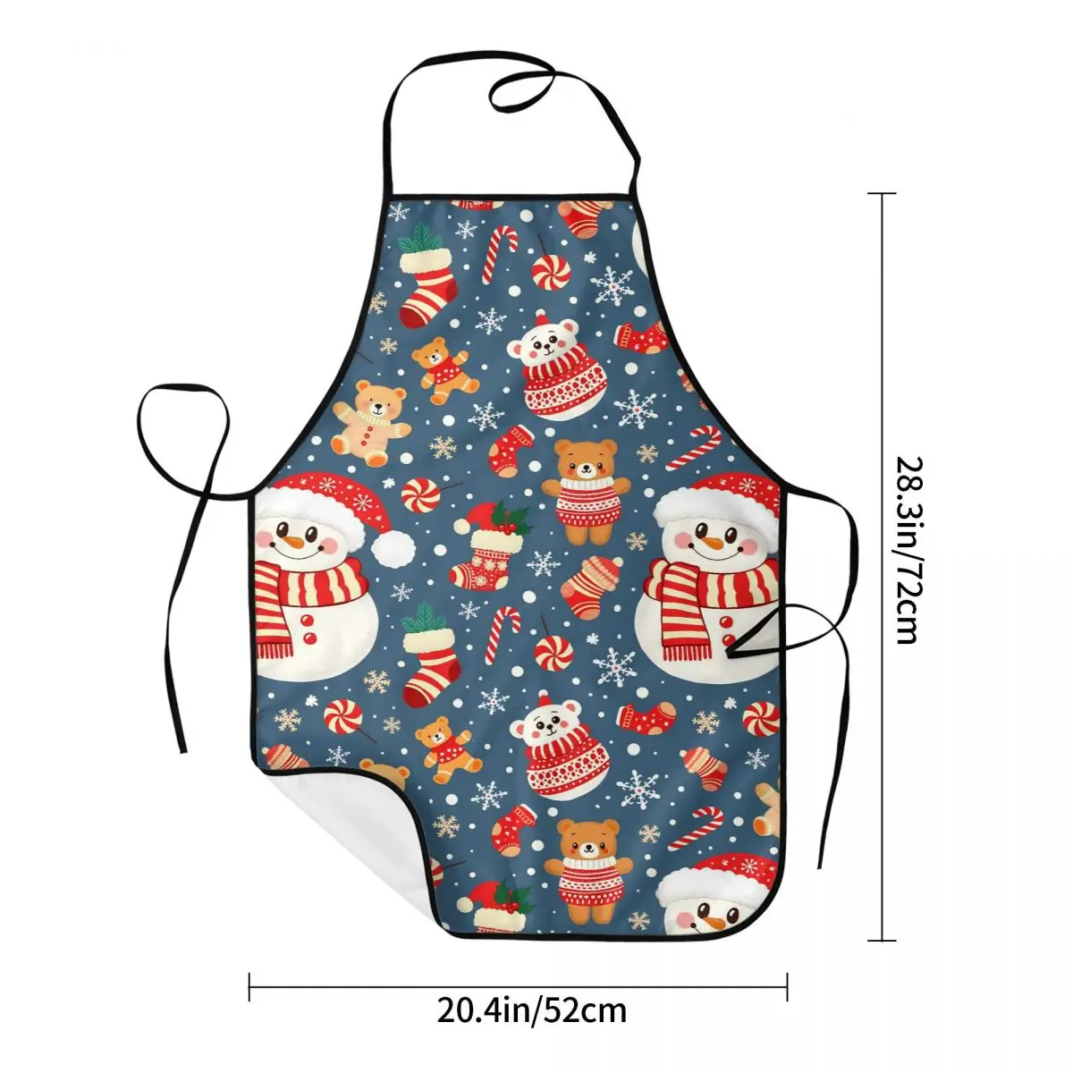 Avental de boneco de neve de Natal, acessórios de cozinha domésticos personalizados, aventais de barbeiro sem bolso