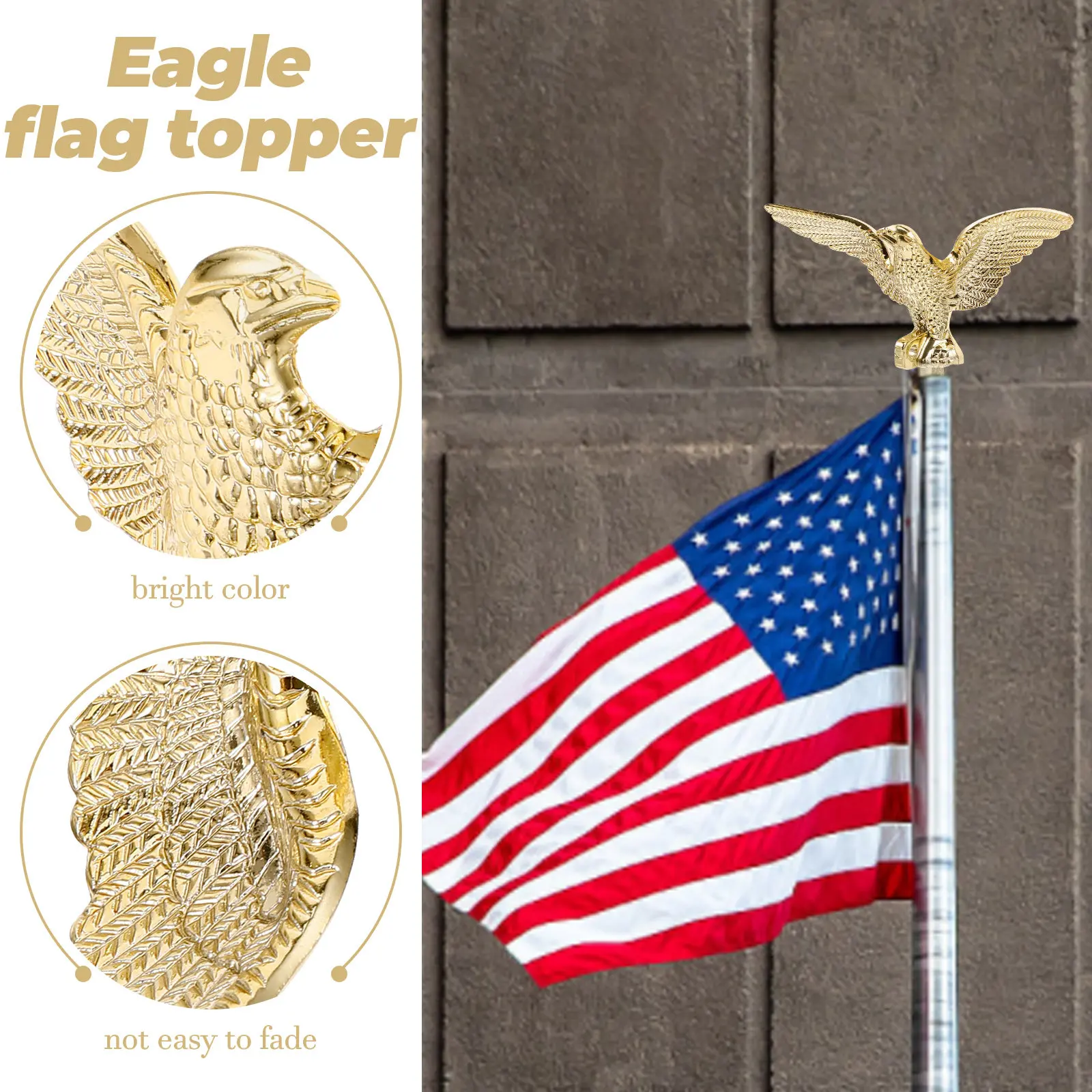 Flag Pole Eagle Topper Premium Plastic Flagpole Head Ornament for Garden Yard Outdoor Use Prevents Flag Wrapping Adds Visual