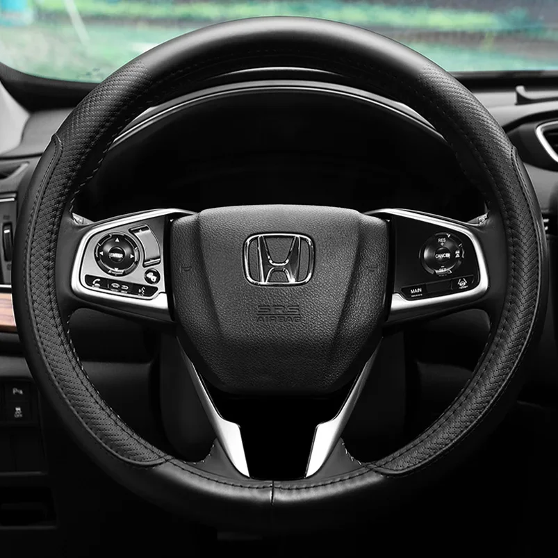 For Honda CRV CR-V 2024 Universal for Four Season Interior Car Steering Wheel Cover Protection Car Accessories Genuine Leather