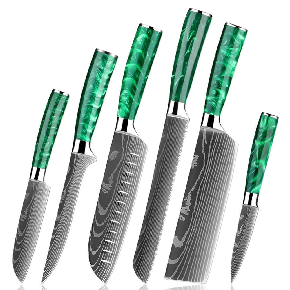XITUO Japanese Chef Knives Set 1-6PCS 7Cr17MoV Stainless Steel Kitchen Knives,Resin Handle,Paring Santoku Slicing Cooking Knives