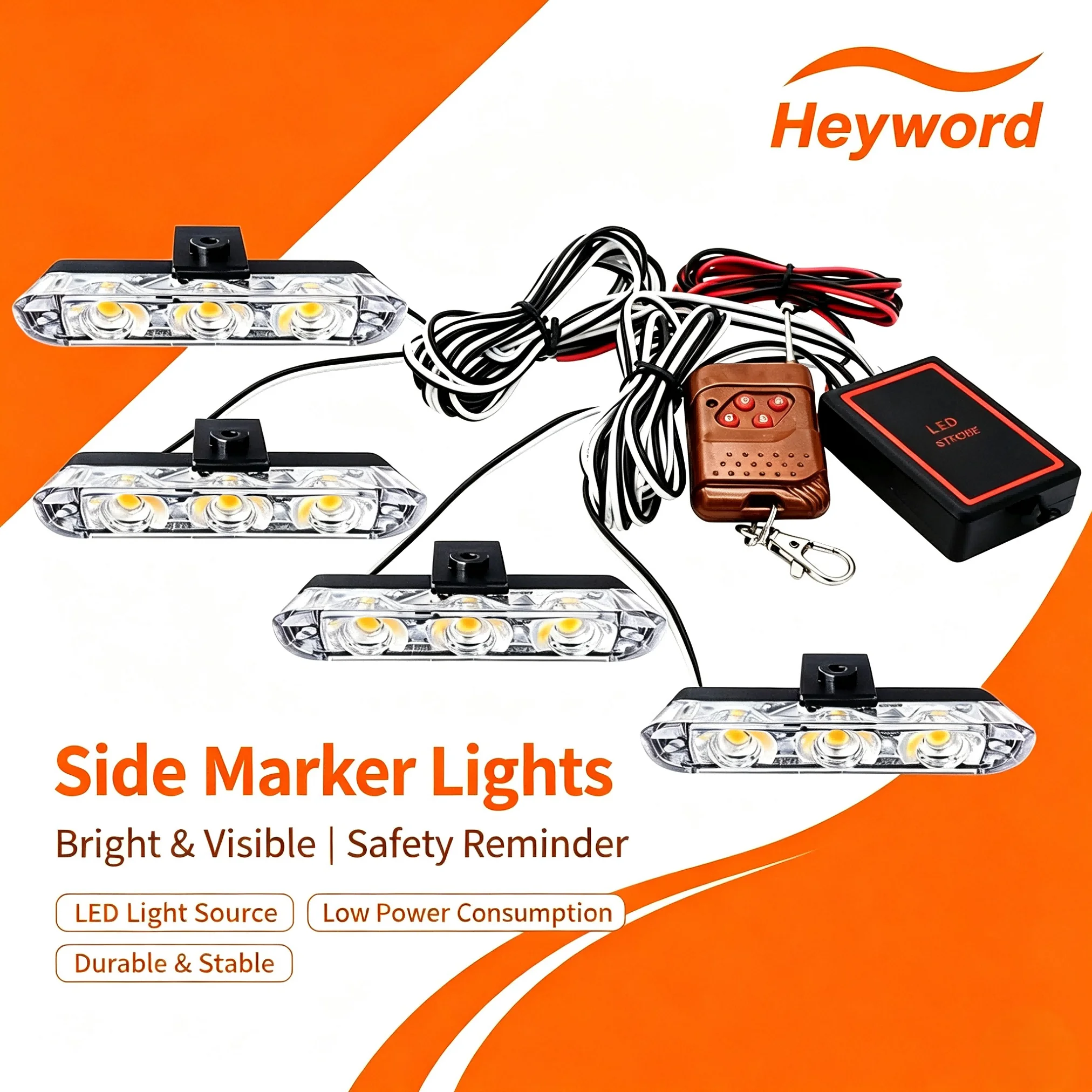 Heyword 12V High-Intensity Vehicle Network Light - One to Four Clip Style Car Grill Light Featuring  Remote Control Operation