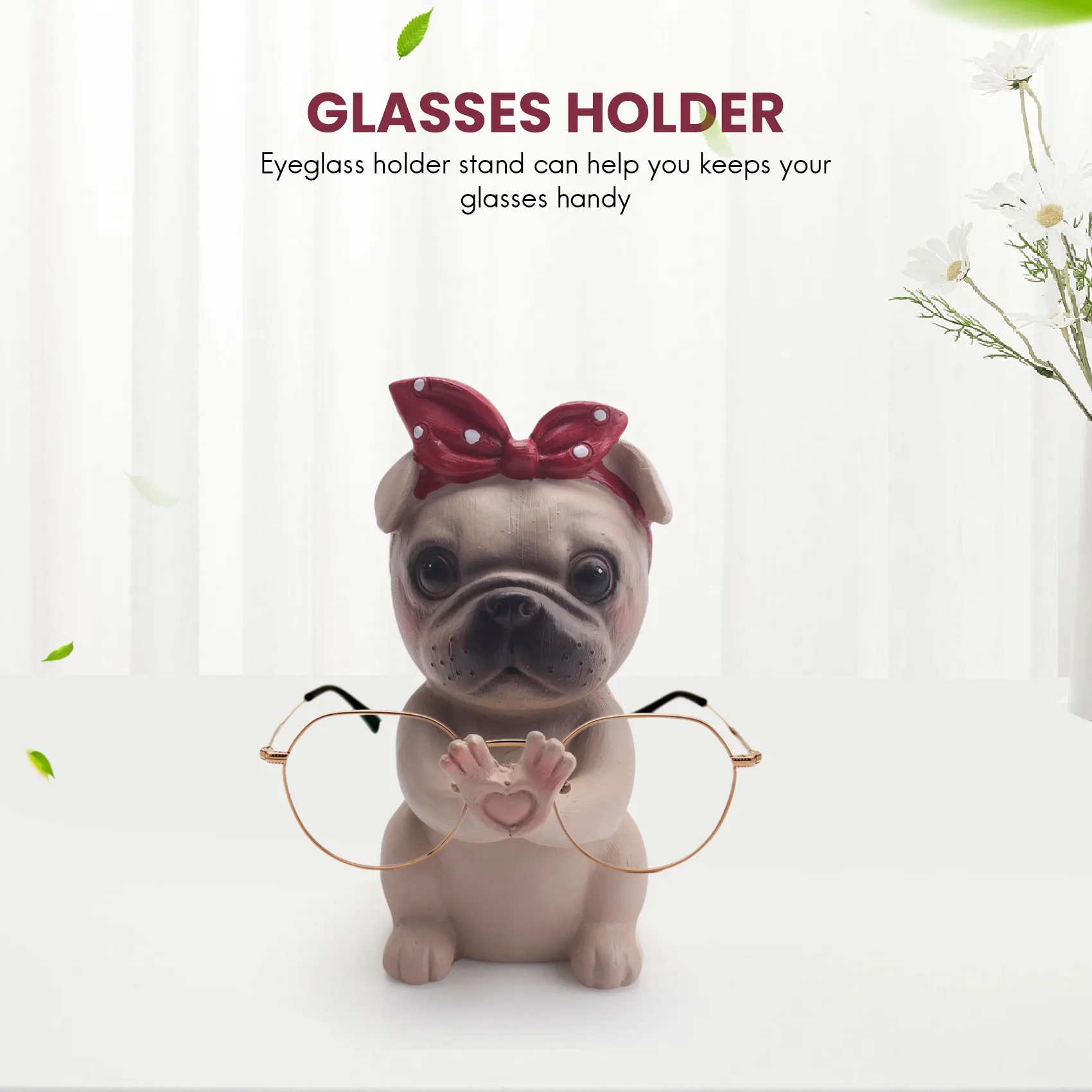 AS60-Puppy Dog Glasses Holder Stand Eyeglass Retainers Sunglasses Display Cute Animal Design Gift